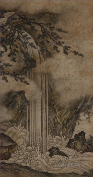  Waterfall Painting - waterfall attributed to kano motonobu nomura art museum Kano Motonobu Japanese